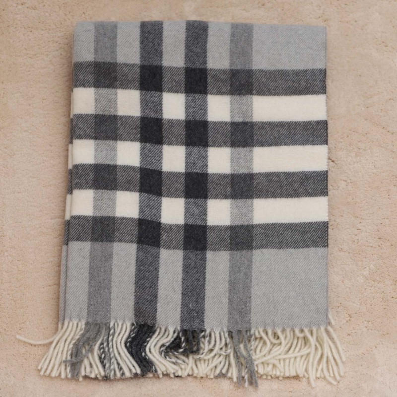 Plaid in lana e cotone collezione Eurus Made in Italy grigio perla