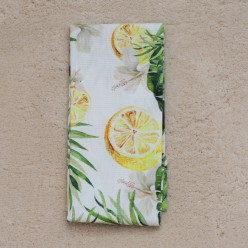 Canovaccio con limoni e foglie - linea Liriope