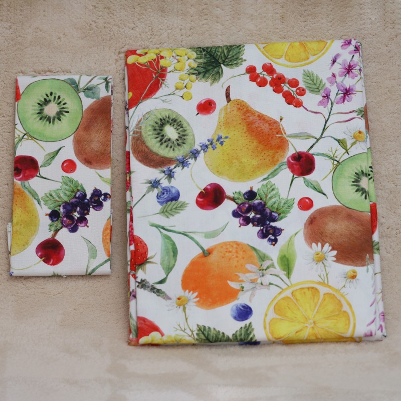 Canovaccio 50 x 70 cm con motivo di frutti e fiori colorati made in Italy