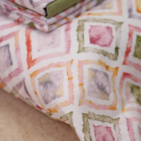 Completo letto con rombi colorati in 100% cotone linea Estia
