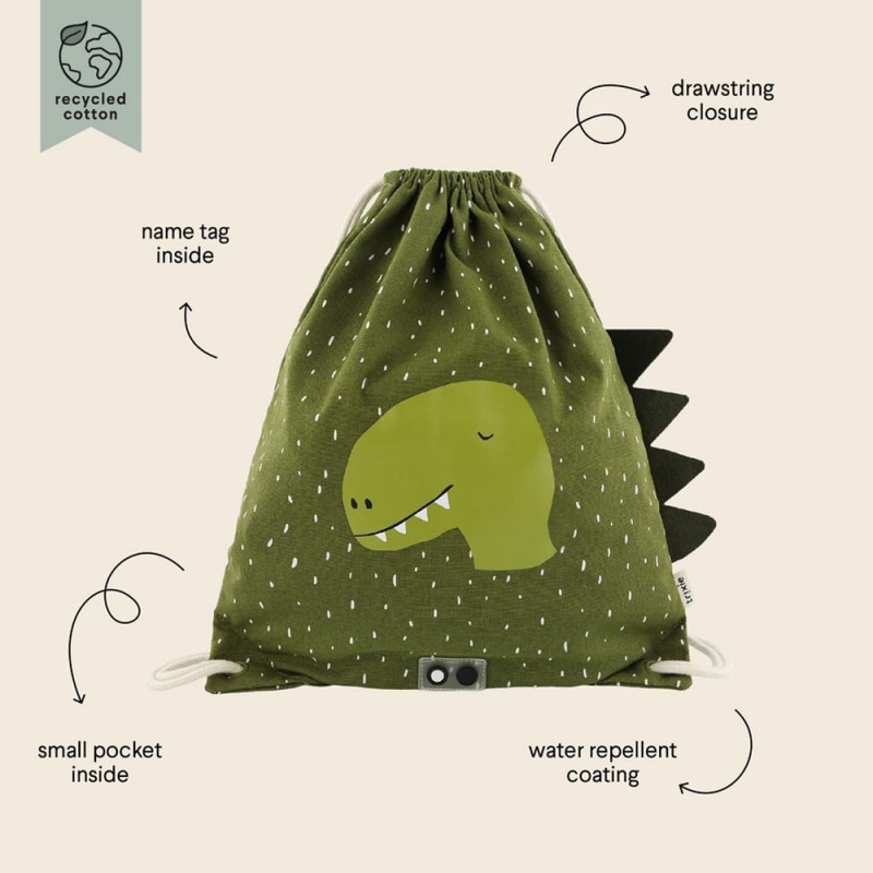 Sacca 40x34 cm Mr. Dino: ideale per scuola, gite, sport e tanto altro Sacca 40x34 cm Mr. Dino: ideale per scuola, gite, sport e tanto altro