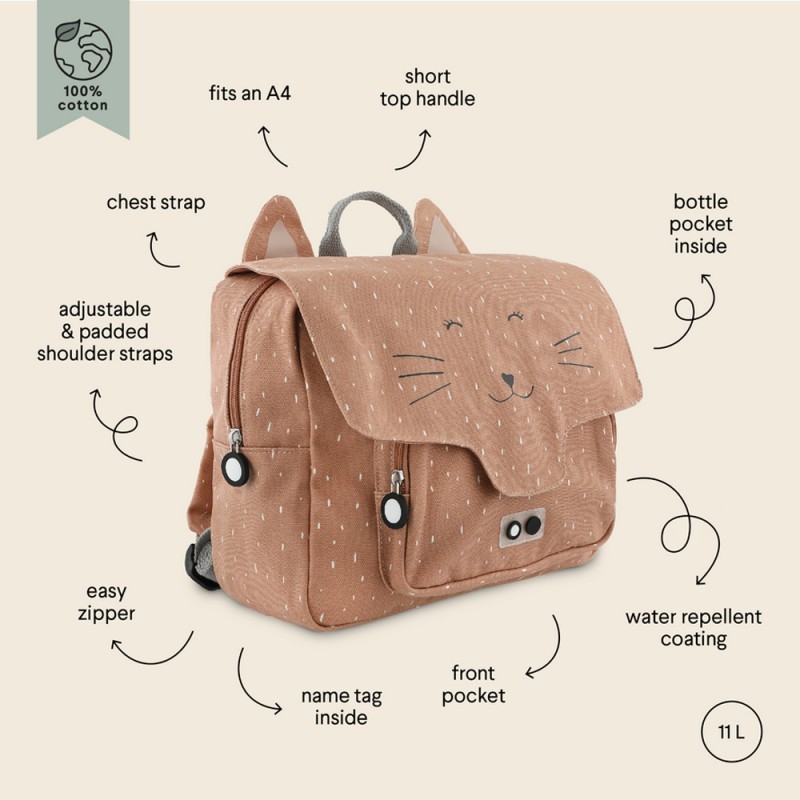 Cartella da scuola con dolce gattino rosa Mr.Cat