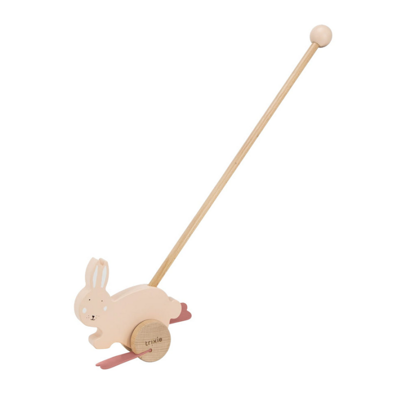 Mrs. Rabbit: giocattolo rosa tenue in legno da spingere lemoirehome Mrs. Rabbit: giocattolo rosa tenue in legno da spingere lemoirehome