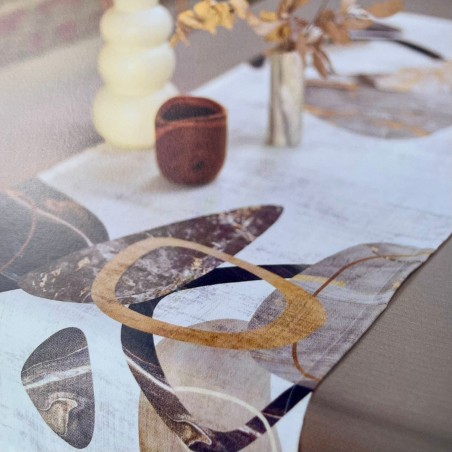 Runner con fantasia astratta beige e marrone - Collezione Paros