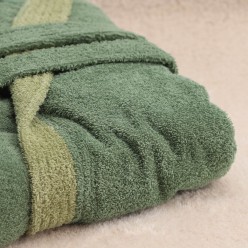Accappatoio beige con bordo marrone 100% cotone Collezione Nereidi