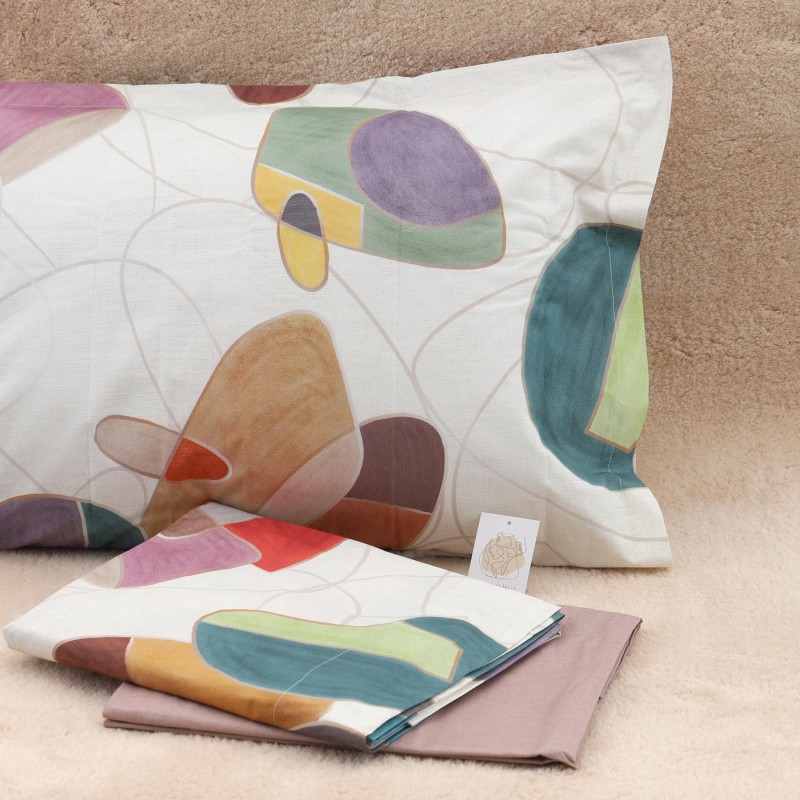 Completo letto matrimoniale Leto: forme astratte in una palette di colori vibranti
