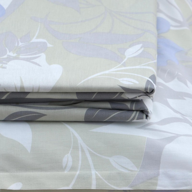 Lenzuola matrimoniali con foglie dai colori neutri: collezione Talete