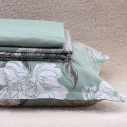 Lenzuola matrimoniali con fiori e foglie stilizzate - collezione Eraclito