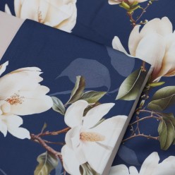 Completo letto in raso di cotone Made in Italy ispirato alle Magnolie