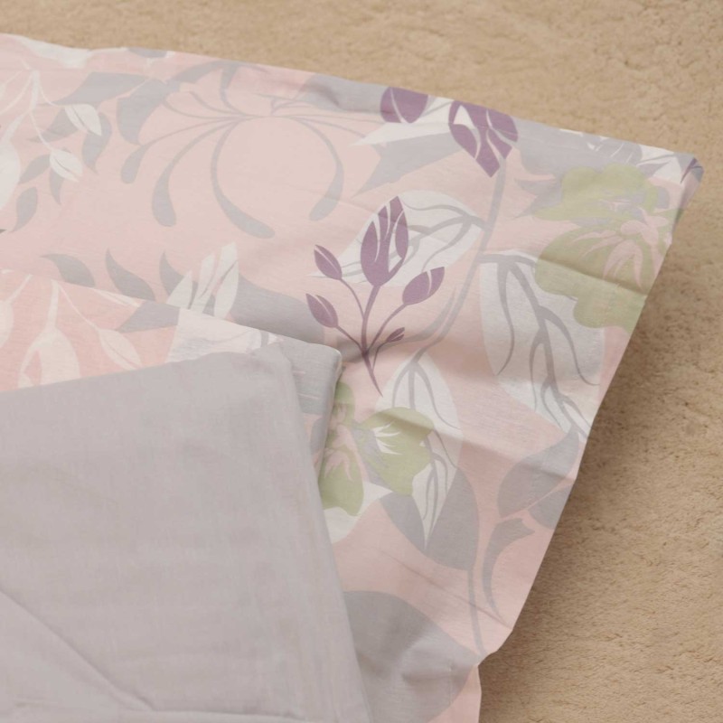 Lenzuola matrimoniali con foglie dai colori neutri: collezione Talete colore rosa