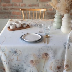 Elegante tovaglia con fiori di tarassaco, idrorepellente ed antimacchia