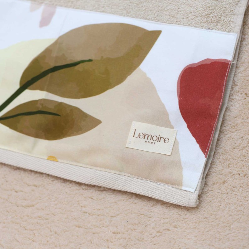 Set asciugamani e teli da bagno beige in cotone 100%, con banda decorativa in stoffa