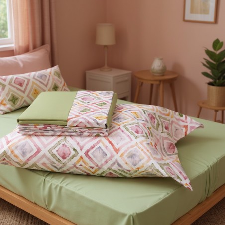 Set di lenzuola Estia con rombi effetto acquarello