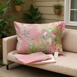 Completo letto in raso di cotone stile botanico amazzonico linea Orione firmata LeMoire Home