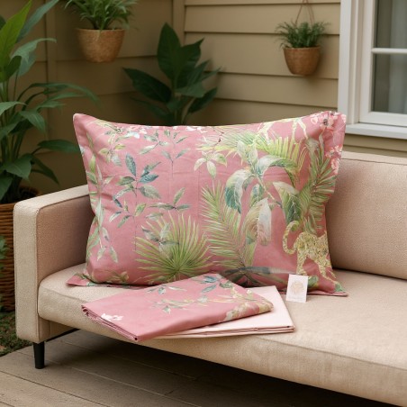 Completo letto in raso di cotone stile botanico amazzonico linea Orione firmata LeMoire Home
