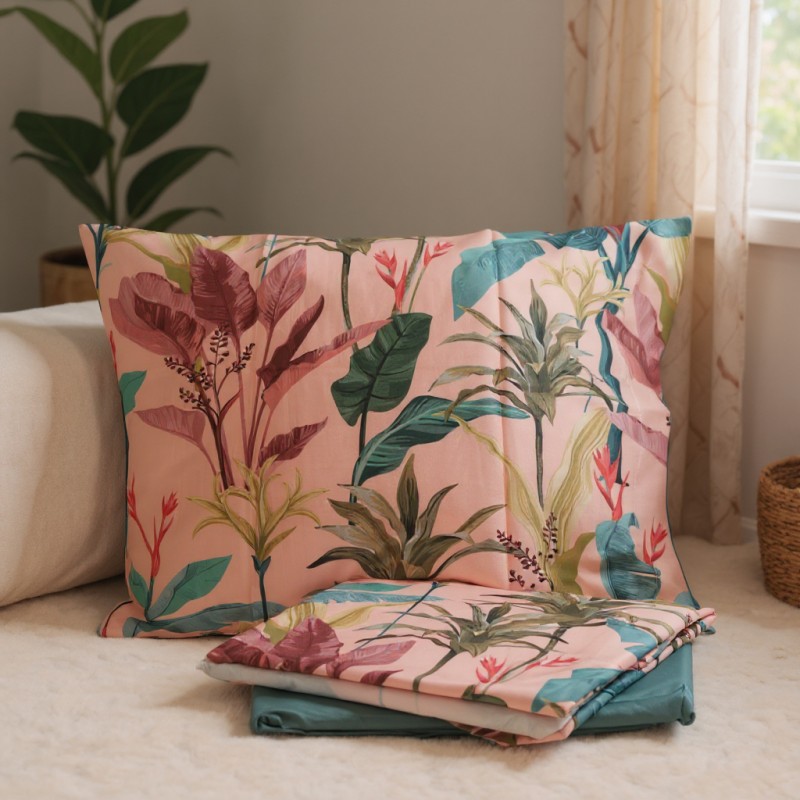 Completo Letto in Raso di Cotone Zoe: Eleganza Floreale stile bohémien