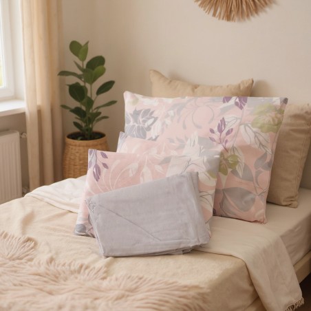 Lenzuola matrimoniali con foglie dai colori neutri: collezione Talete