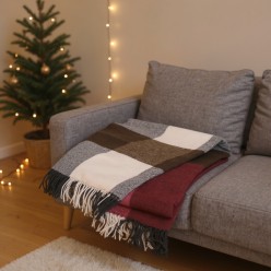 Adrestia Plaid Soft Touch in caldo Cotone a quadri bordeaux e grigio