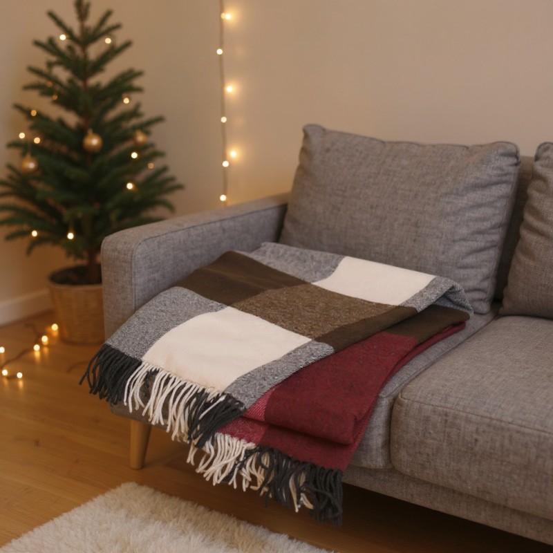 Adrestia Plaid Soft Touch in caldo Cotone a quadri bordeaux e grigio