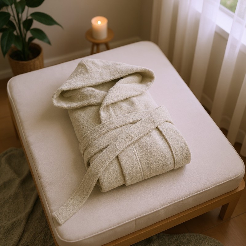 ccappatoio unisex PANNA AVORIO con cappuccio - linea Zacinto
