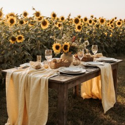 Tempio di Demetra: tovagliato giallo pastello ispirato a Demetra, dea dell'agricoltura