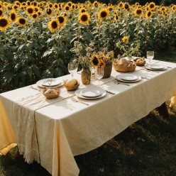 Tempio di Demetra: tovagliato giallo pastello ispirato a Demetra, dea dell'agricoltura