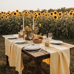 Tempio di Demetra: tovagliato giallo pastello ispirato a Demetra, dea dell'agricoltura