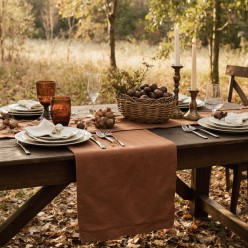 Runner da tavola dallo stile rustico ed autunnale color nocciola