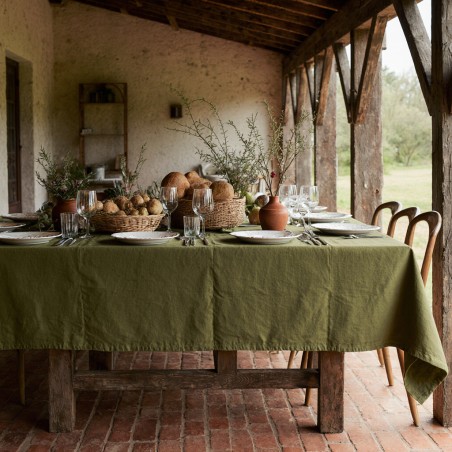 Tovagliato in cotone verde oliva collezione Meleagro