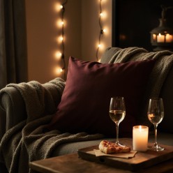 Federa cuscino arredo bordeaux – Fedra, il cuore in una trama