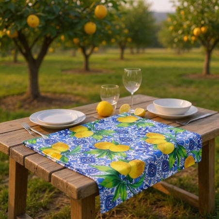 Tovagliato ispirato alla Sicilia in cotone collezione Palici lemoirehome catalogo made in italy
