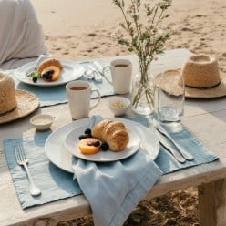 Tovagliette per colazione celeste chiaro in cotone - collezione Valle dei Templi