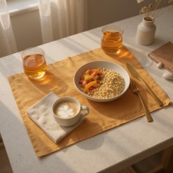 Tovaglietta americana ocra in cotone per brunch e colazione linea Clori