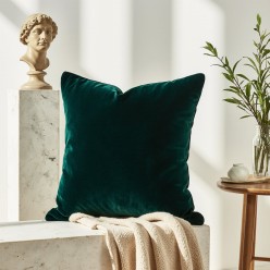 Cuscino arredo verde scuro in velluto - linea Selinunte