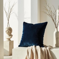 Federa velluto per cuscino arredo blu scuro - collezione Zefiro