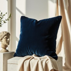Federa velluto per cuscino arredo blu scuro - collezione Zefiro