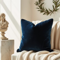 Federa velluto per cuscino arredo blu scuro - collezione Zefiro