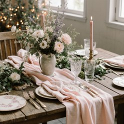 Runner Hera in cotone rosa cipria – stile elegante per la tavola