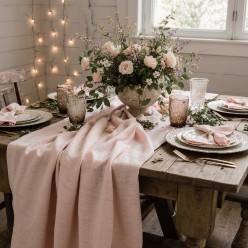 Runner Hera in cotone rosa cipria – stile elegante per la tavola