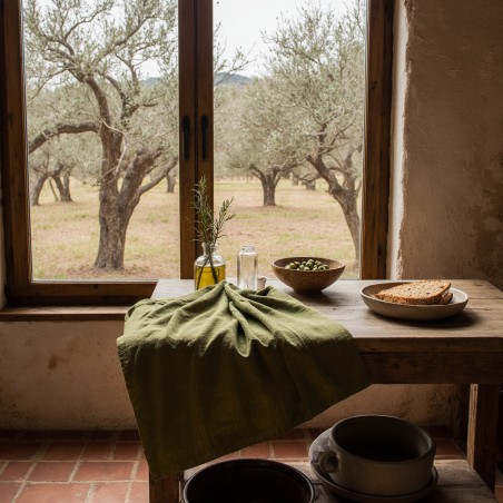 Canovaccio Meleagro verde oliva – Un tocco di natura in cucina