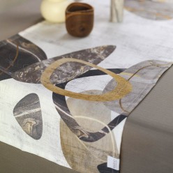 Runner con fantasia astratta beige e marrone - Collezione Paros