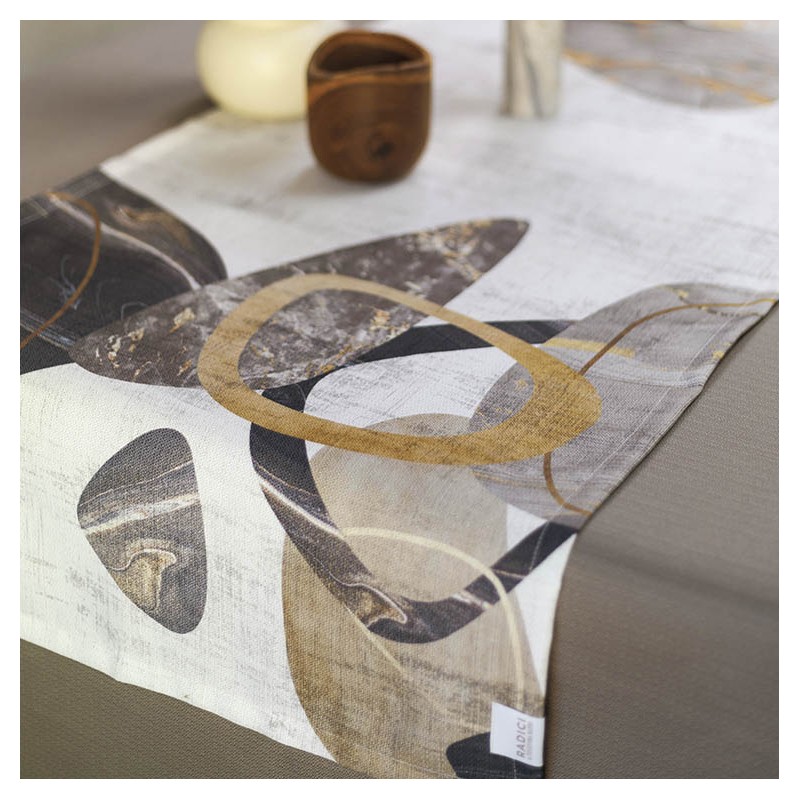 Runner con fantasia astratta beige e marrone - Collezione Paros