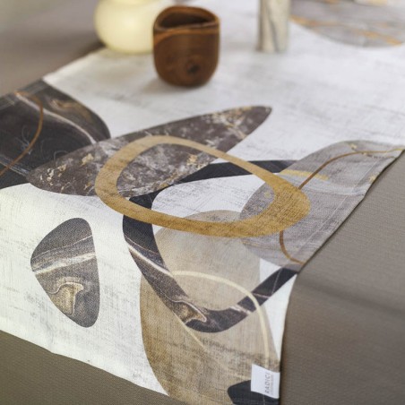Runner con fantasia astratta beige e marrone - Collezione Paros