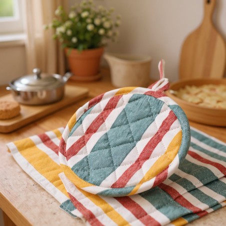 Presina da Cucina Anthesterie in Cotone Panama con Motivo Rigato