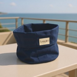 Cestino in stoffa blu 100% cotone per pane e cialde – Collezione Zefiro