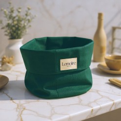 Cestino da tavola in stoffa verde bosco Selinunte, praticità e carattere per mise en place naturali