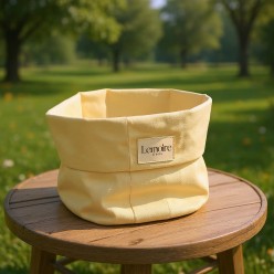 Cestino da tavola in stoffa giallo pastello Demetra, pratico e raffinato per mise en place luminose