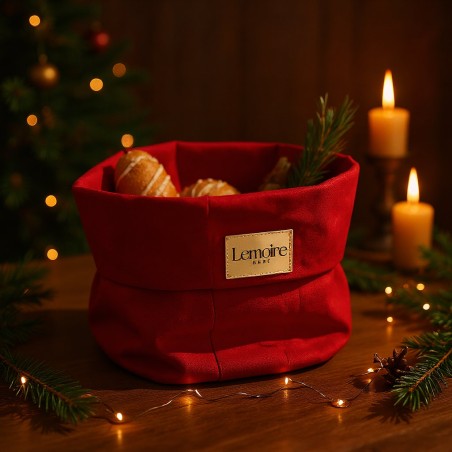 Cestino rosso in cotone per la tavola di Natale – Collezione Ambrosia