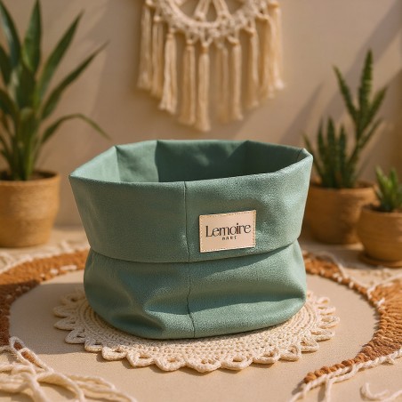 Collezione Eracle – Cestino verde salvia in tessuto
