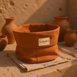 Collezione Segesta: cestino portapane in stoffa color terracotta